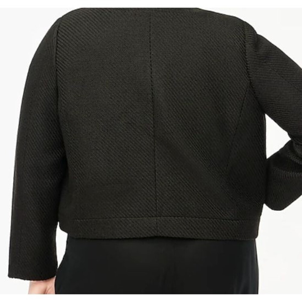 New J Crew Lady Jacket Black Tweed Cropped w/ Gold Buttons Size 20 NWT - Picture 2 of 16